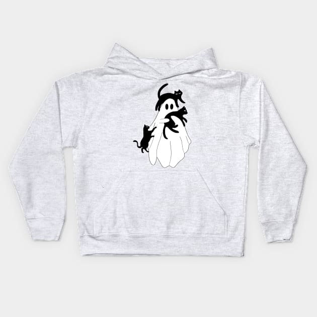 Black Cat Ghost Kids Hoodie by elhlaouistore